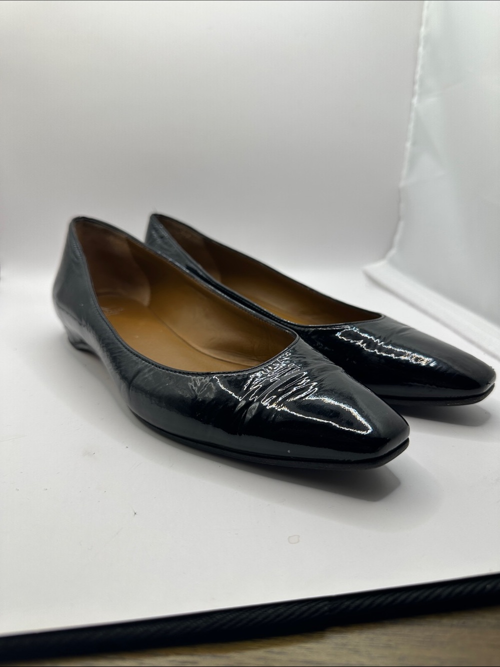 Aquatalia Marcella Weatherprood Demi Wedge Patent Pointed-Toe Flats
